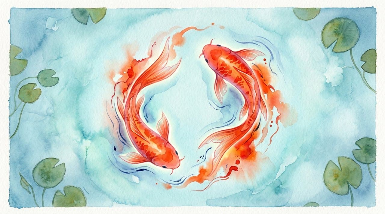 Frame of a watercolor koi painting